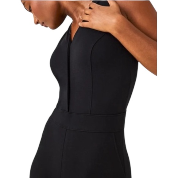 Spanx Perfect Sleeveless Jumpsuit Black 1X Wide Leg Shaping V-Neck Career Chic - Picture 5 of 16